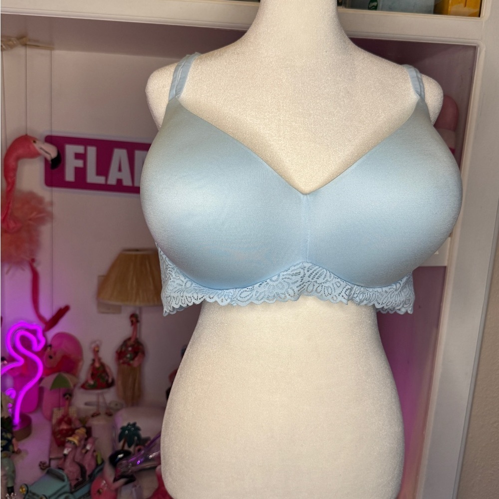Light Blue Lace Trim Bra